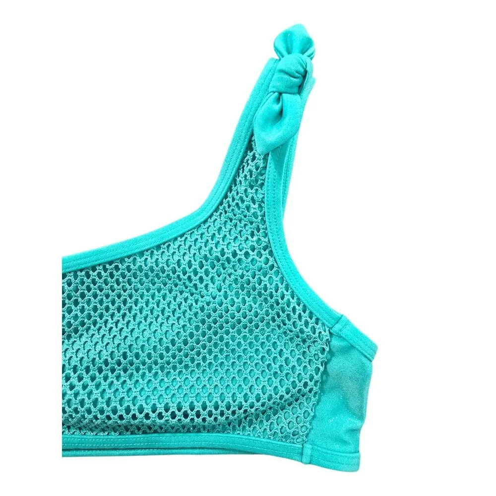 Cat & Jack Swim Bikini Set Girls Aqua Green Pier Gaze Swimsuit Sz M NWT